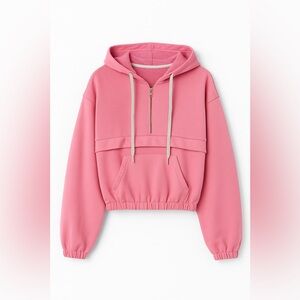 POL Candy Coated Pink Half Zip Hoodie M French Terry Pullover Bubblegum SMT1563